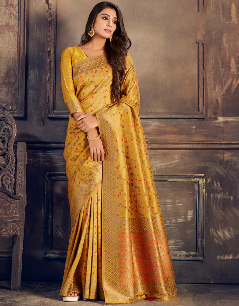 The Romance Vastra Silk Saree Mastard Yellow