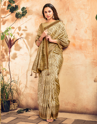 The Silent Vastra Silk Saree Antique White