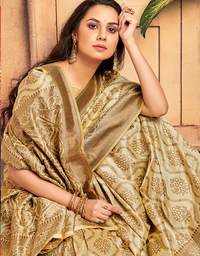 The Silent Vastra Silk Saree Antique White