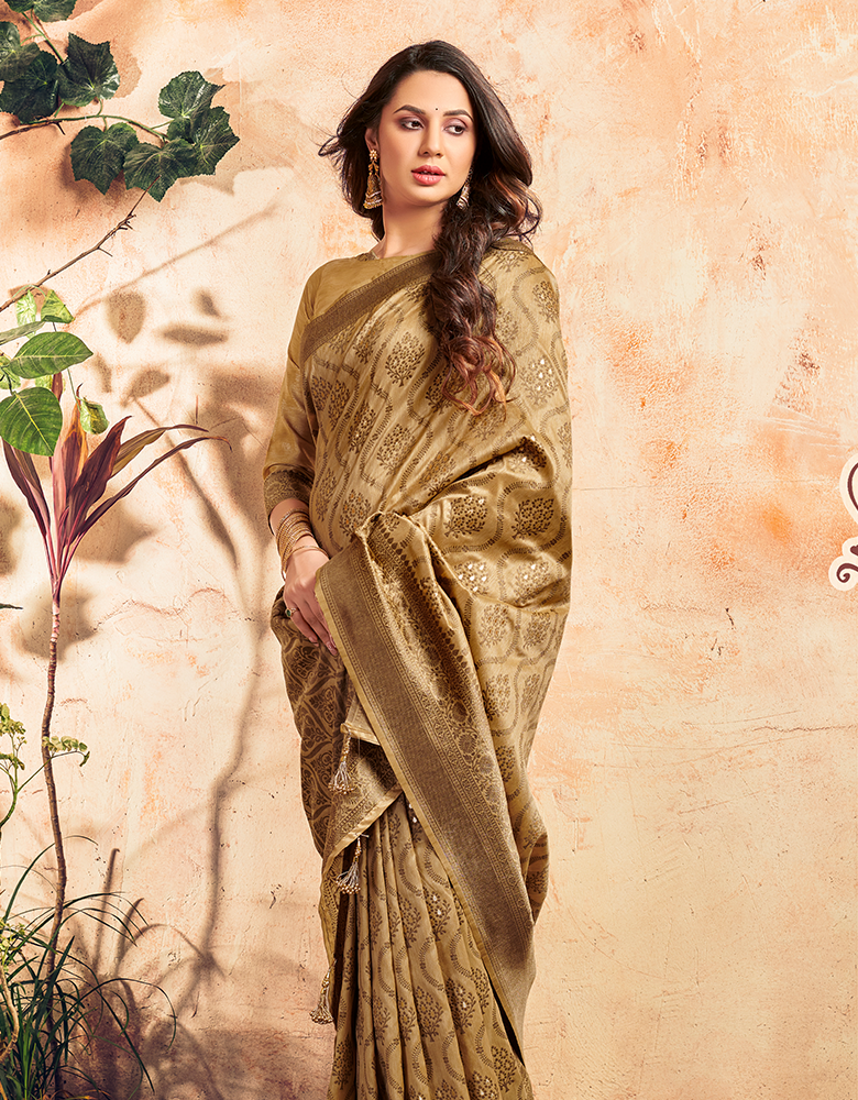 The Silent Vastra Silk Saree Beige