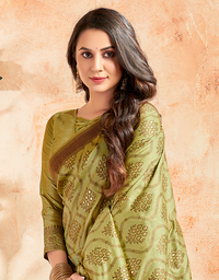 The Silent Vastra Silk Saree Fern Green