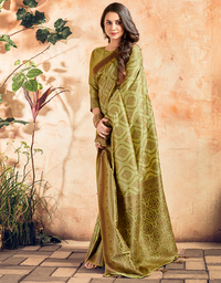 The Silent Vastra Silk Saree Fern Green