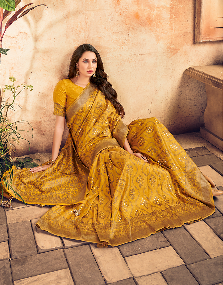 The Silent Vastra Silk Saree Mustard Yellow