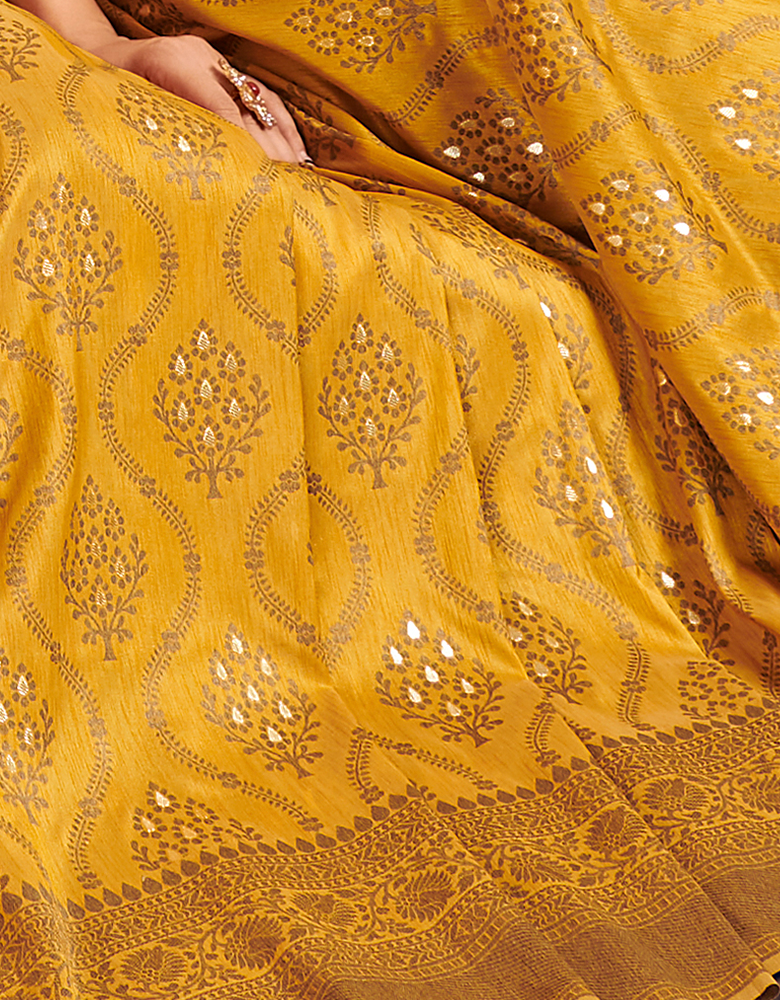 The Silent Vastra Silk Saree Mustard Yellow