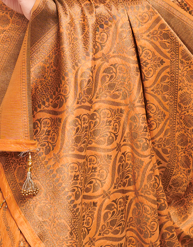 The Silent Vastra Silk Saree Orange