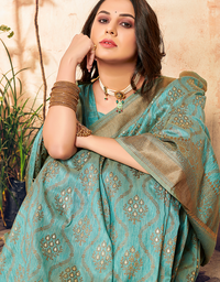 The Silent Vastra Silk Saree Turquoise Blue