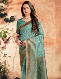 The Silent Vastra Silk Saree Turquoise Blue