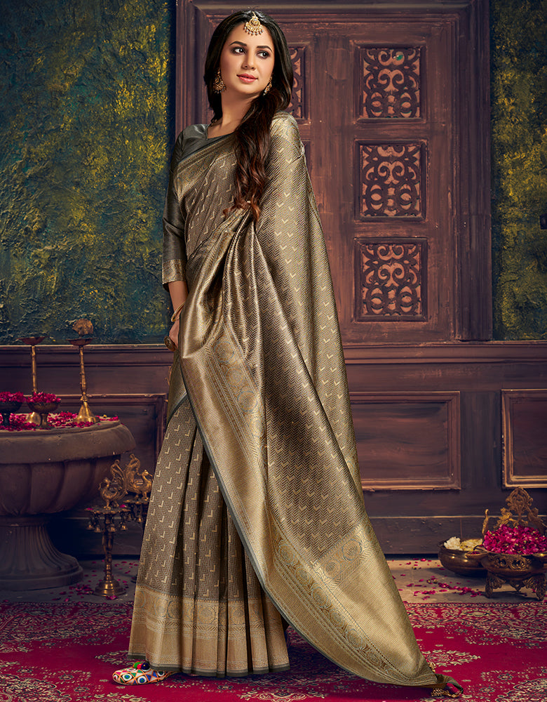 The Soul Vastra Silk Saree Ash