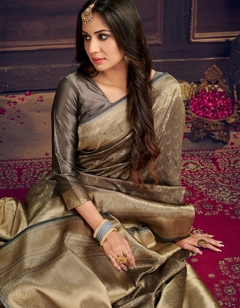 The Soul Vastra Silk Saree Ash