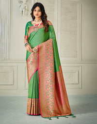 Yogini Silk Banarasi Silk Saree Green