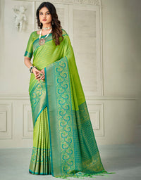 Yogini Silk Banarasi Silk Saree Lush Green