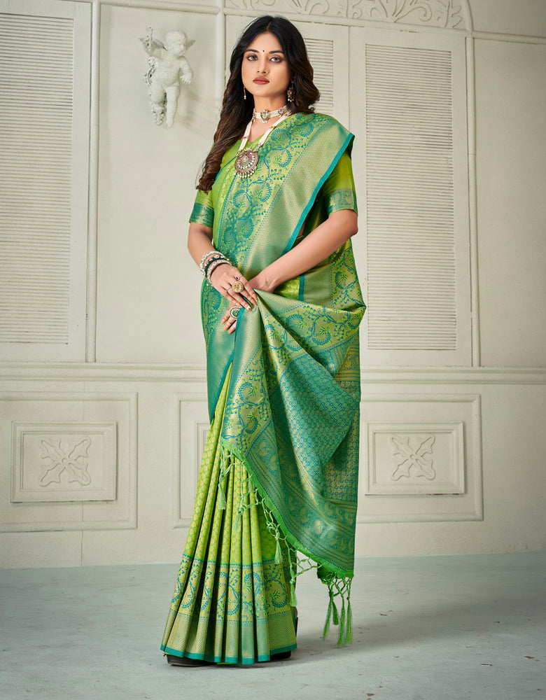 Yogini Silk Banarasi Silk Saree Lush Green