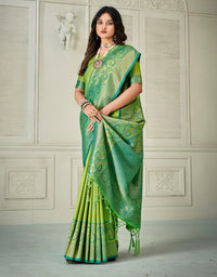 Yogini Silk Banarasi Silk Saree Lush Green