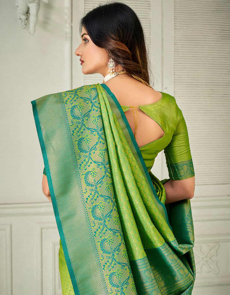 Yogini Silk Banarasi Silk Saree Lush Green