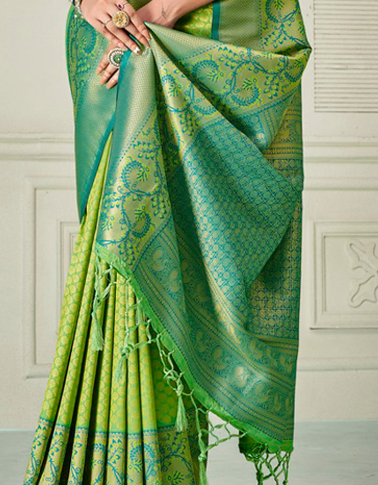 Yogini Silk Banarasi Silk Saree Lush Green