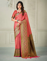 Yogini Silk Banarasi Silk Saree Pink