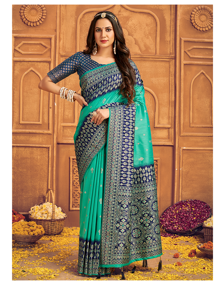 The Power Vastra Silk Saree Blue