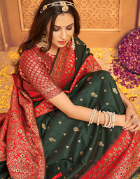 The Power Vastra Silk Saree Dark Green