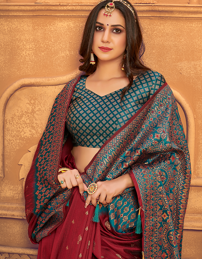 The Power Vastra Silk Saree Maroon Red