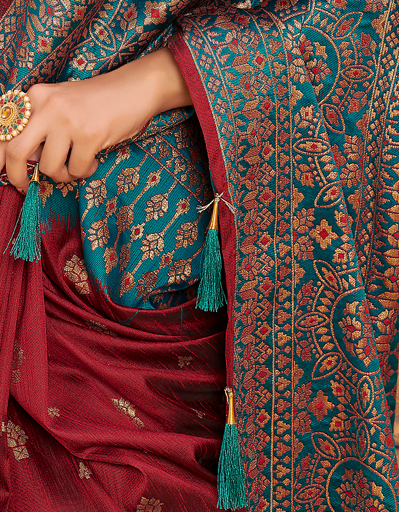 The Power Vastra Silk Saree Maroon Red