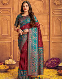 The Power Vastra Silk Saree Maroon Red